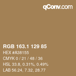 カラーコード: RGB 163.1 129 85 | qconv.com
