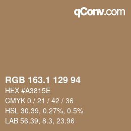 カラーコード: RGB 163.1 129 94 | qconv.com