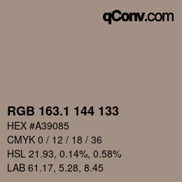 カラーコード: RGB 163.1 144 133 | qconv.com