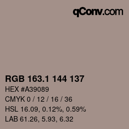 Color code: RGB 163.1 144 137 | qconv.com
