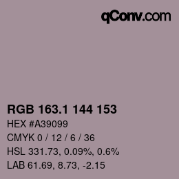 カラーコード: RGB 163.1 144 153 | qconv.com