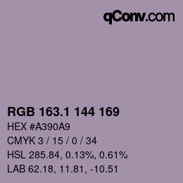 カラーコード: RGB 163.1 144 169 | qconv.com