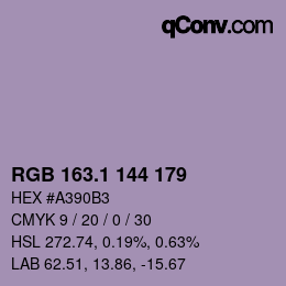 カラーコード: RGB 163.1 144 179 | qconv.com