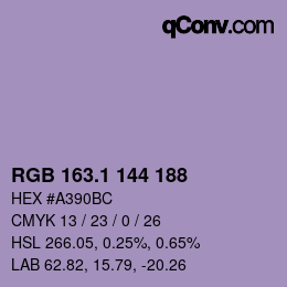 カラーコード: RGB 163.1 144 188 | qconv.com