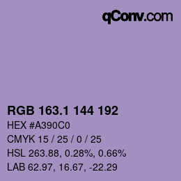 カラーコード: RGB 163.1 144 192 | qconv.com