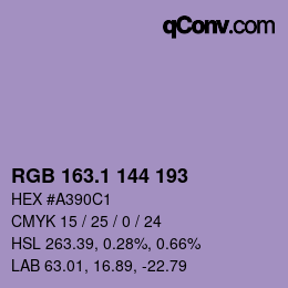カラーコード: RGB 163.1 144 193 | qconv.com