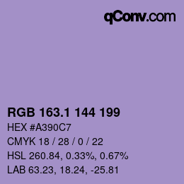 カラーコード: RGB 163.1 144 199 | qconv.com