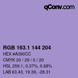 カラーコード: RGB 163.1 144 204 | qconv.com