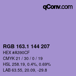 カラーコード: RGB 163.1 144 207 | qconv.com