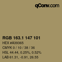カラーコード: RGB 163.1 147 101 | qconv.com