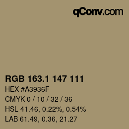 カラーコード: RGB 163.1 147 111 | qconv.com