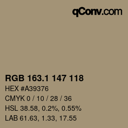 カラーコード: RGB 163.1 147 118 | qconv.com