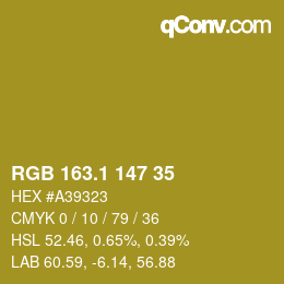 カラーコード: RGB 163.1 147 35 | qconv.com