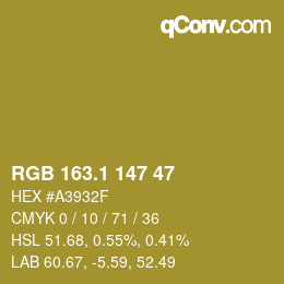カラーコード: RGB 163.1 147 47 | qconv.com