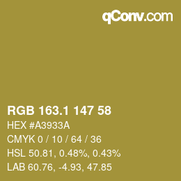 カラーコード: RGB 163.1 147 58 | qconv.com