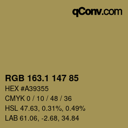カラーコード: RGB 163.1 147 85 | qconv.com