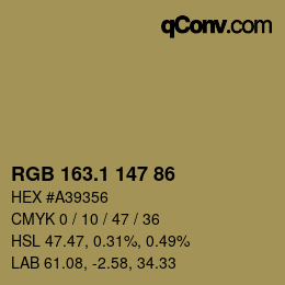 Color code: RGB 163.1 147 86 | qconv.com