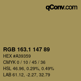 カラーコード: RGB 163.1 147 89 | qconv.com