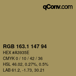 カラーコード: RGB 163.1 147 94 | qconv.com