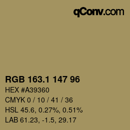 カラーコード: RGB 163.1 147 96 | qconv.com