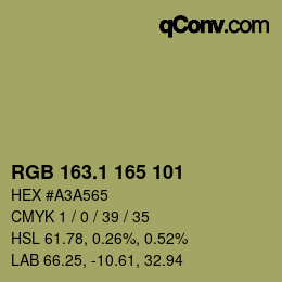カラーコード: RGB 163.1 165 101 | qconv.com