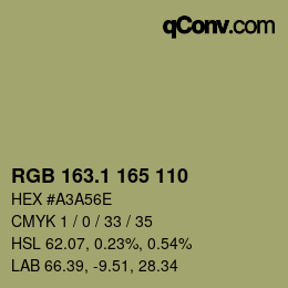 カラーコード: RGB 163.1 165 110 | qconv.com