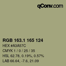 Color code: RGB 163.1 165 124 | qconv.com