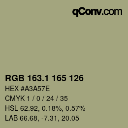 カラーコード: RGB 163.1 165 126 | qconv.com