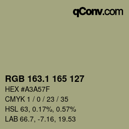 カラーコード: RGB 163.1 165 127 | qconv.com