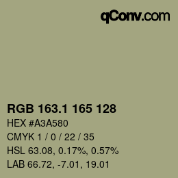 Color code: RGB 163.1 165 128 | qconv.com