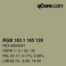 カラーコード: RGB 163.1 165 129 | qconv.com