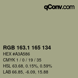 カラーコード: RGB 163.1 165 134 | qconv.com