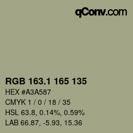 Color code: RGB 163.1 165 135 | qconv.com