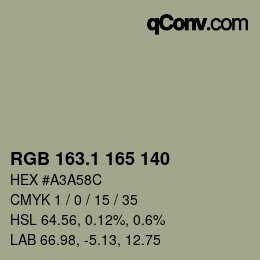 Color code: RGB 163.1 165 140 | qconv.com