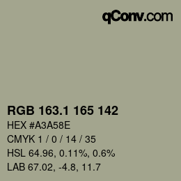 Color code: RGB 163.1 165 142 | qconv.com