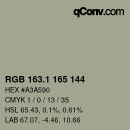 Color code: RGB 163.1 165 144 | qconv.com