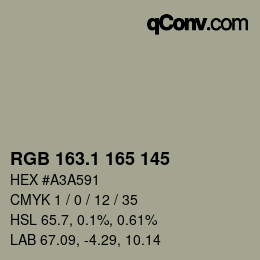 Farbcode: RGB 163.1 165 145 | qconv.com