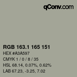 カラーコード: RGB 163.1 165 151 | qconv.com