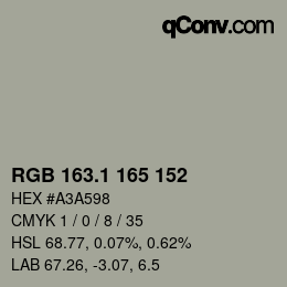 Color code: RGB 163.1 165 152 | qconv.com
