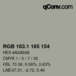 Color code: RGB 163.1 165 154 | qconv.com