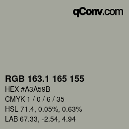 Color code: RGB 163.1 165 155 | qconv.com