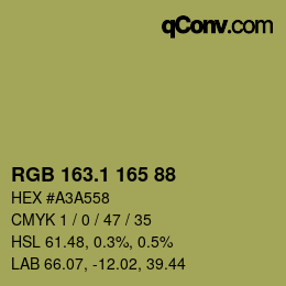 カラーコード: RGB 163.1 165 88 | qconv.com