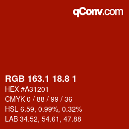 カラーコード: RGB 163.1 18.8 1 | qconv.com