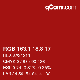 カラーコード: RGB 163.1 18.8 17 | qconv.com