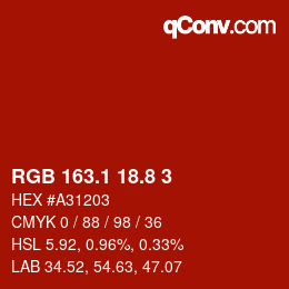 カラーコード: RGB 163.1 18.8 3 | qconv.com