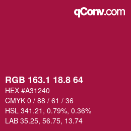 カラーコード: RGB 163.1 18.8 64 | qconv.com