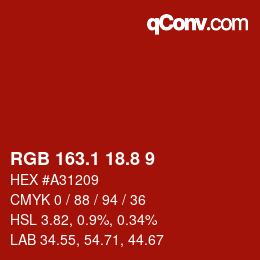 Farbcode: RGB 163.1 18.8 9 | qconv.com
