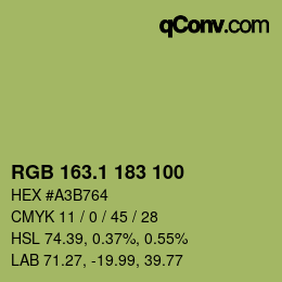 カラーコード: RGB 163.1 183 100 | qconv.com