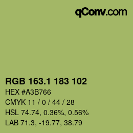 カラーコード: RGB 163.1 183 102 | qconv.com
