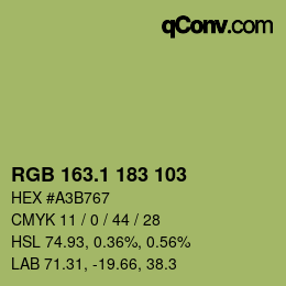 カラーコード: RGB 163.1 183 103 | qconv.com